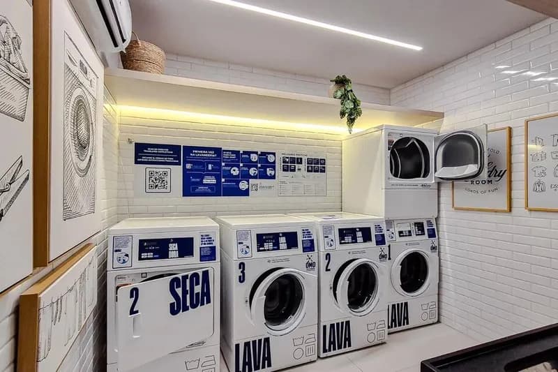 Lavanderia do prédio, lava e seca