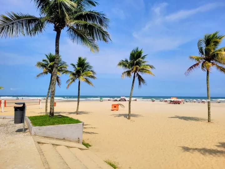 Praia da Aviação com coqueiros